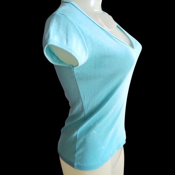Vintage Womens T-shirt Medium Single Stitch 80's Scoop Neck Fitted Mom Distress - Picture 5 of 9